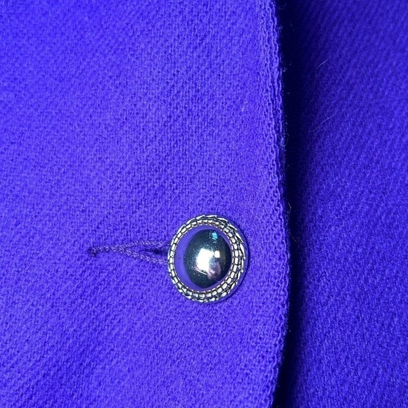 VINTAGE 100% PURE WOOL VIOLET LINED PURPLE 1-BUTTON BLAZER by SAVANNAH, SIZE 10 - Picture 4 of 6